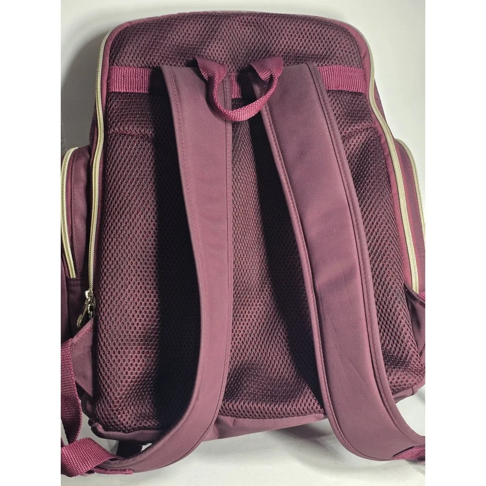Fisher-Price Fastfinder Gemma Diaper Bag Backpack Burgundy Multi Pocket Baby Bag